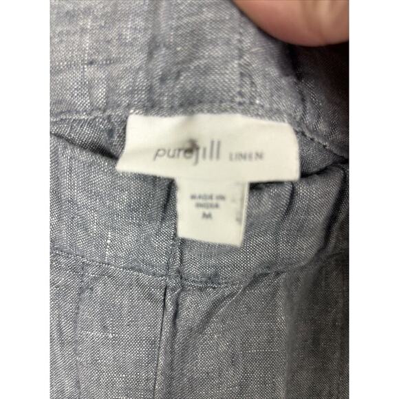 J Jill Pure Jill Womens Linen Pull On‎ Pants Medium Blue Minimalist Beach Cruise - Picture 4 of 7